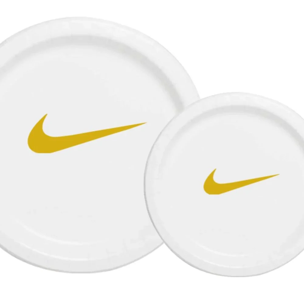 Sw00sh Party Plates | White & Gold Basketball Themed Paper Plates | 60 Pack